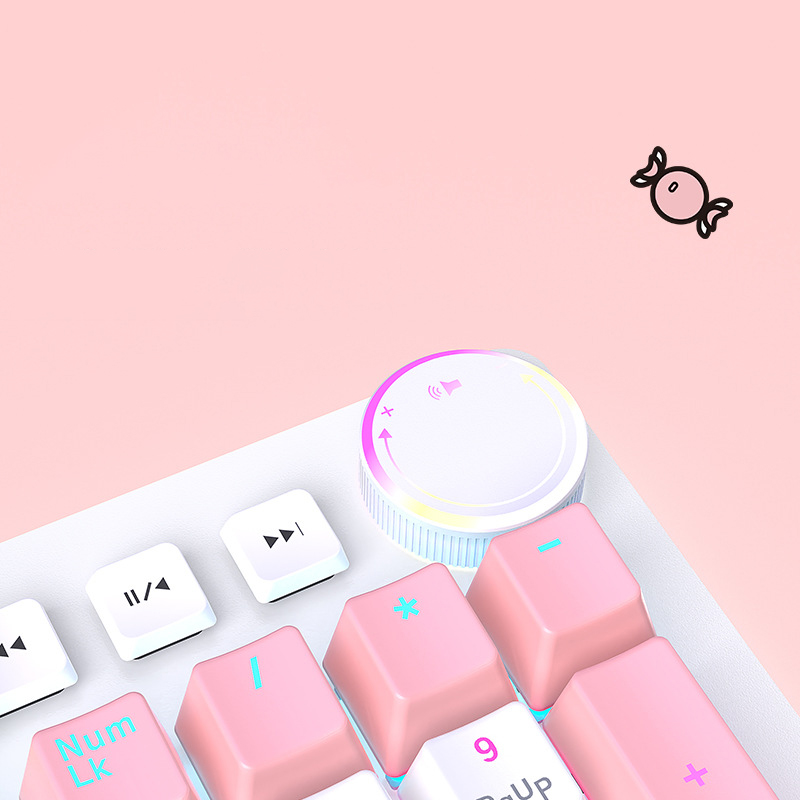 Cute cherry blossom pink mechanical keyboard 46