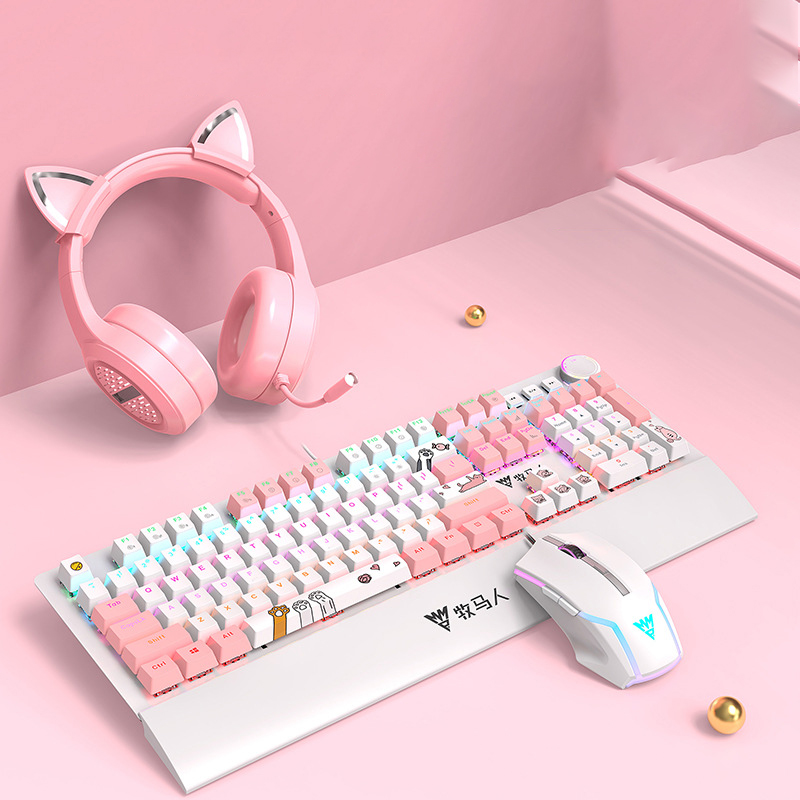 Cute cherry blossom pink mechanical keyboard 46
