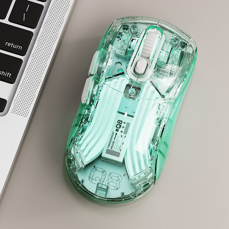 Q8 transparent crystal gaming mouse with six levels of mute adjustment 73