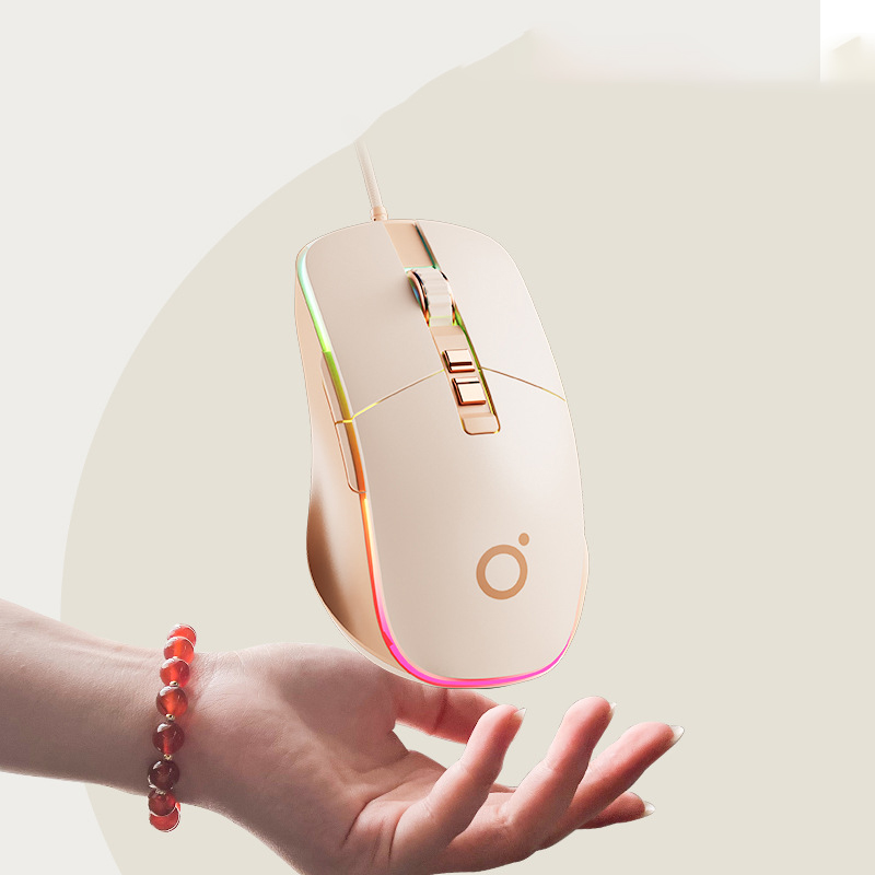 Forwarder Wired Mouse Gaming E-sports Mechanical Mute Mouse Pink 76