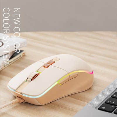 Forwarder Wired Mouse Gaming E-sports Mechanical Mute Mouse Pink 76