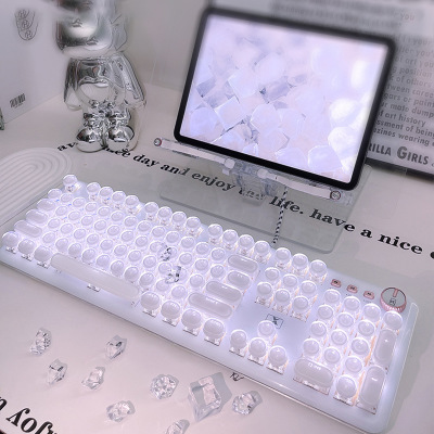 High-quality mechanical keyboard fully transparent punk wired keyboard 05