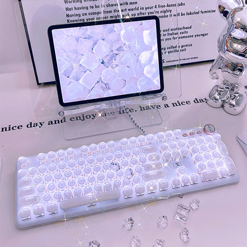 High-quality mechanical keyboard fully transparent punk wired keyboard 05