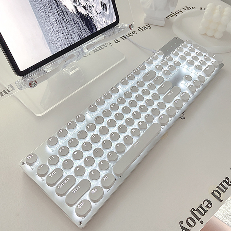 Mechanical Keyboard Retro Matte Steam Key Wired Gaming Keyboard 22