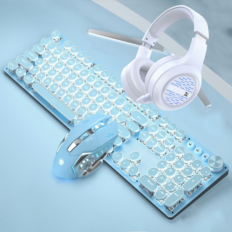 Pink Mechanical Keyboard Mouse Green Black Axis Keyboard 36