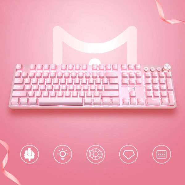 Pink Mechanical Keyboard Mouse Green Black Axis Keyboard 36