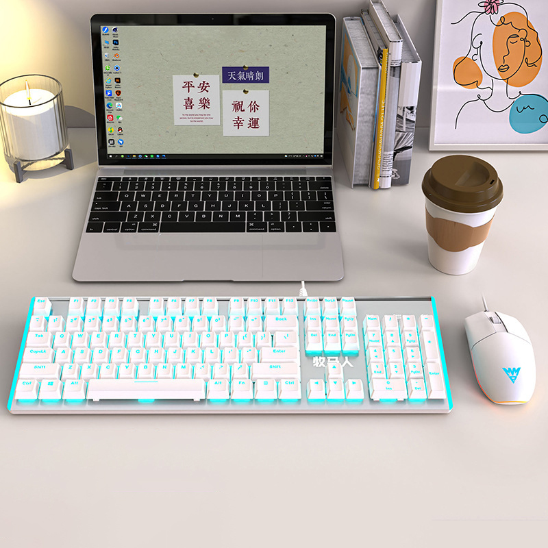 Wrangler K100 mechanical keyboard blue and white double spell 43